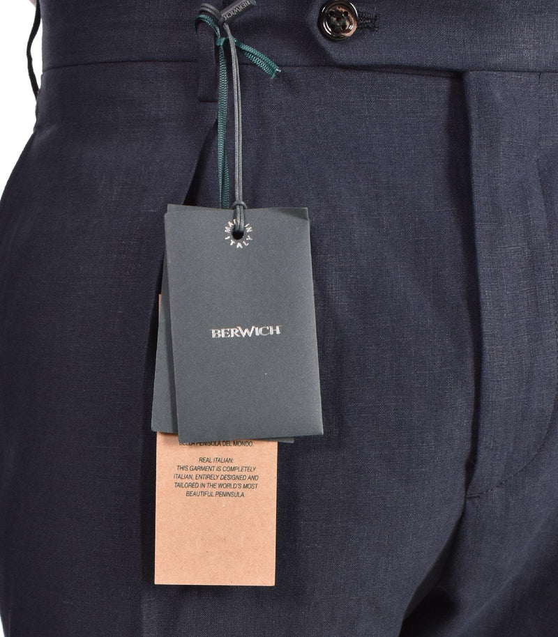 Pantalone Berwich lino blu Chiaia 