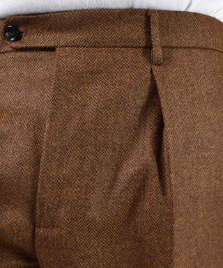 Pantalone Berwich italiano chiaia spigato pinces lana ocra AM151302 BERWICH