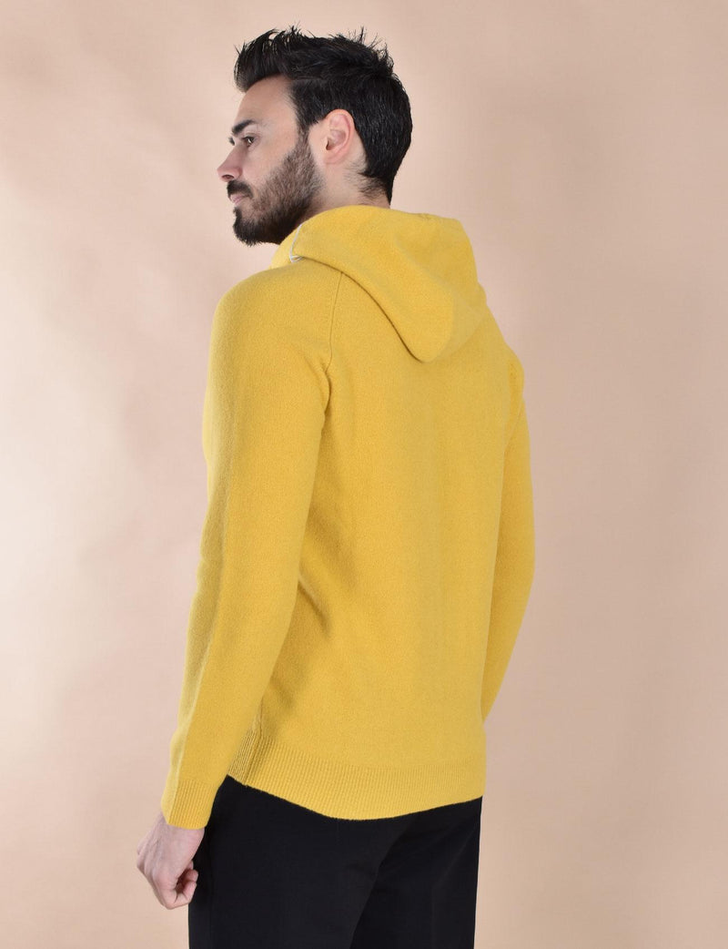 Maglia Luigi Gentile zip cappuccio senape 121730 LUIGI GENTILE