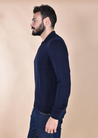 Polo Gran Sasso zip merinos extrafine blu 57196 14225598 GRAN SASSO