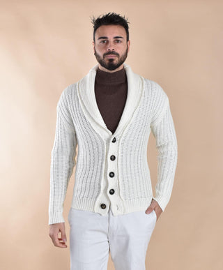 Cardigan Rakki maglione collo sciallato bianco old school soldier SOLDIER01 Rakkì