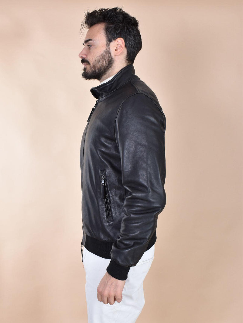 Giubbotto Bully pelle nera biker 565401 BULLY