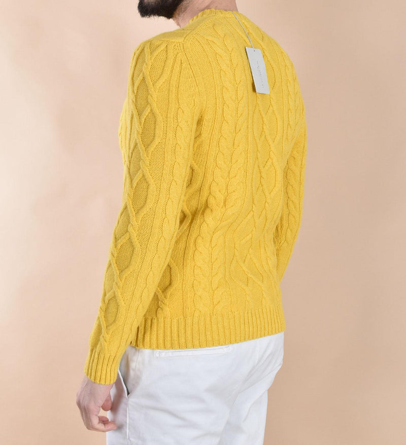 Maglione Luigi Gentile treccia giallo 124230 LUIGI GENTILE