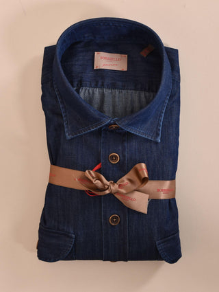 Camicia Borriello cucita a mano jeans Passion blu scuro 210633 BORRIELLO