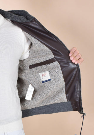 Giubbotto BoB Crystal marrone pelle lana CRYSTAL1 BOB