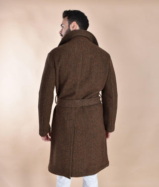 Cappotto Breras doppiopetto cintura lungo Porto marrone spigato PORTOC14207 BRERAS Milano