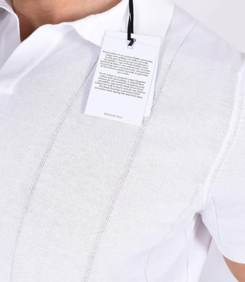 Polo Gran Sasso fresh cotton scollo V tennis bianca 