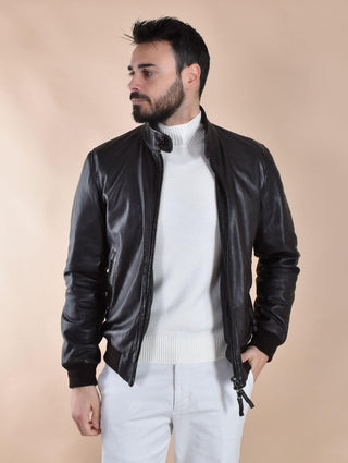 Giubbotto Bully pelle moro biker 565402 BULLY