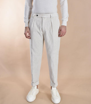 Pantalone Berwich velluto coste larghe bianco latte chiaia-gd DV0001802 BERWICH