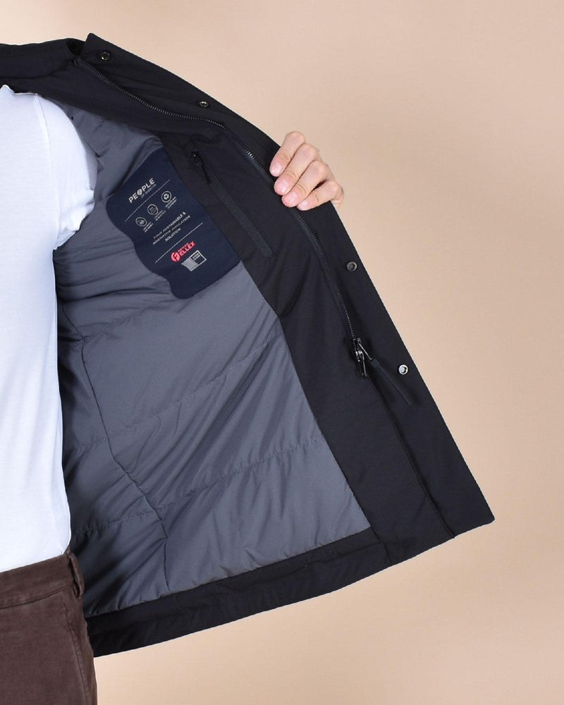 Spolverino People of Shibuya cappotto Takuya nero cappuccio PM773999 People of Shibuya