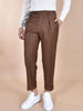 Pantalone Berwich gessato chiaia marrone tabacco risvolti corto
