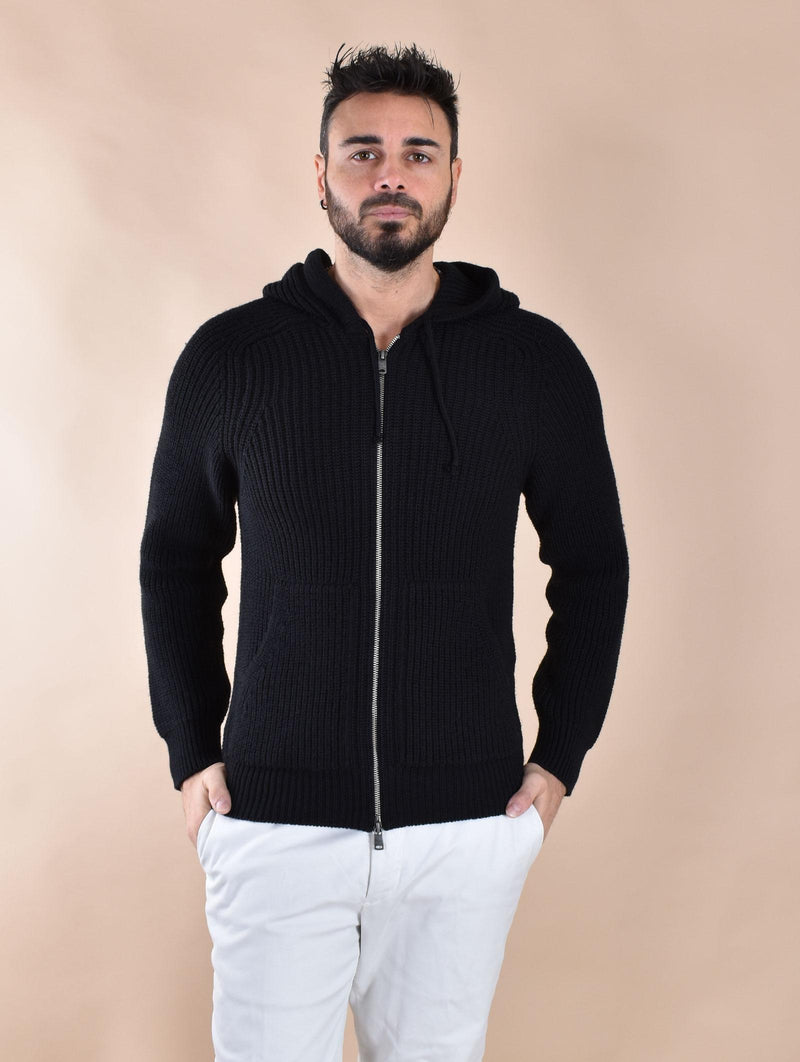 Felpa giubbino Circolo 1901 lana nera full zip hoodie CN515687 CIRCOLO 1901
