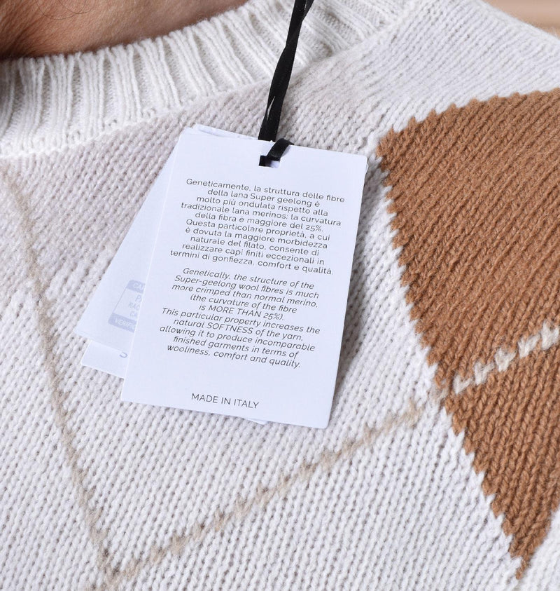 Maglia Gran Sasso super geelong rombi bianca marrone 13111 25068001 GRAN SASSO