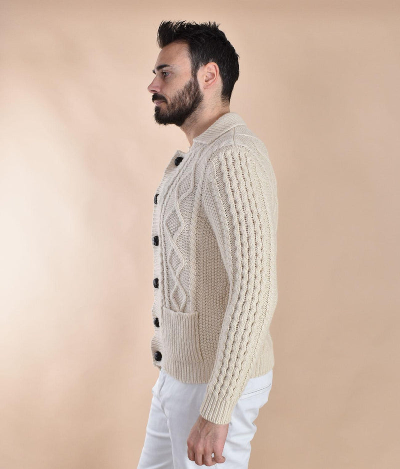 Cardigan polo Rakki Crown Steve McQueen avorio 