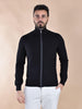 Maglia Gran Sasso cardigan giubbino collo alto nero extrafine merinos