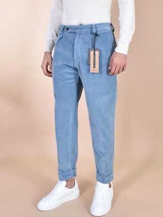 Pantalone Berwich velluto coste larghe blu chiaro avion chiaia-gd DV0001435 BERWICH