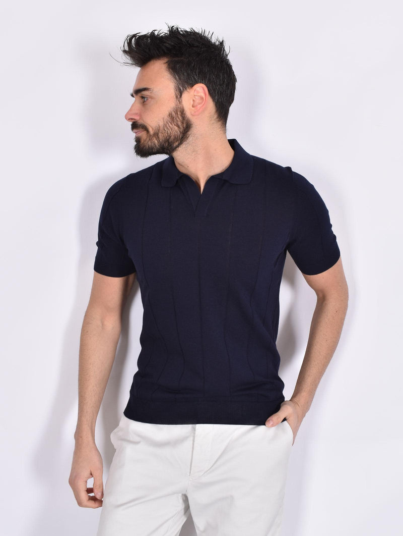 Polo Gran Sasso fresh cotton scollo V tennis blu notte 