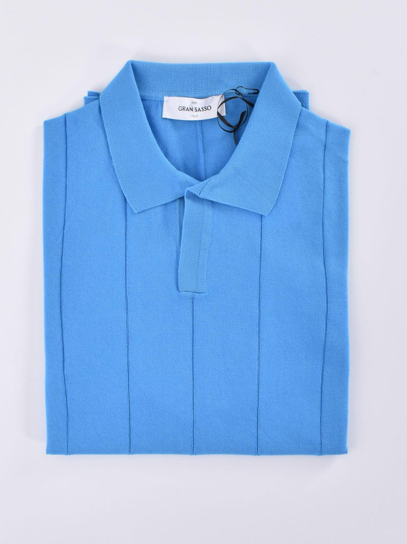 Polo Gran Sasso fresh cotton scollo V tennis blu chiaro 