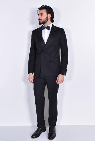 Abito Tagliatore doppiopetto smoking nero fresco lana SFBR10A01 SFBR10A015012 TAGLIATORE