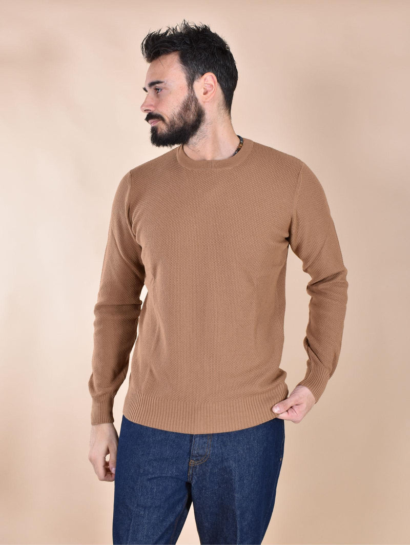 Maglia Gran Sasso girocollo catene cammello extrafine merinos 57147 14248149 GRAN SASSO