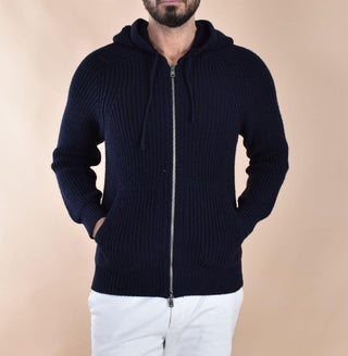 Felpa giubbino Circolo 1901 lana blu notte full zip hoodie CN51561265 CIRCOLO 1901