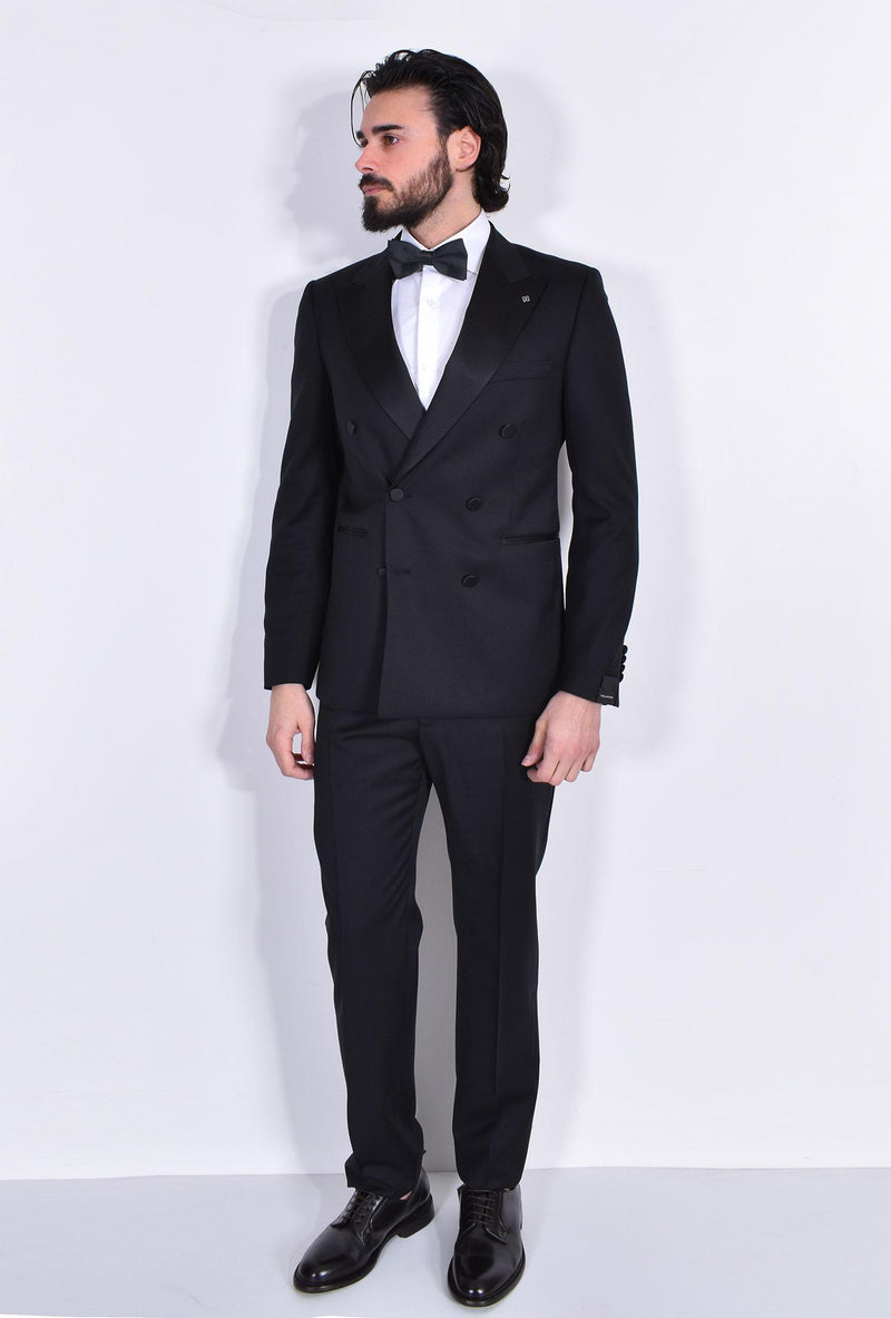 Abito Tagliatore doppiopetto smoking nero fresco lana SFBR10A01 SFBR10A015012 TAGLIATORE