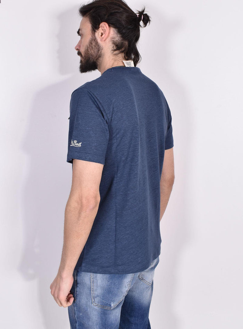 T-shirt Mc2 Saint Barth lino blu taschino Ecstasea 