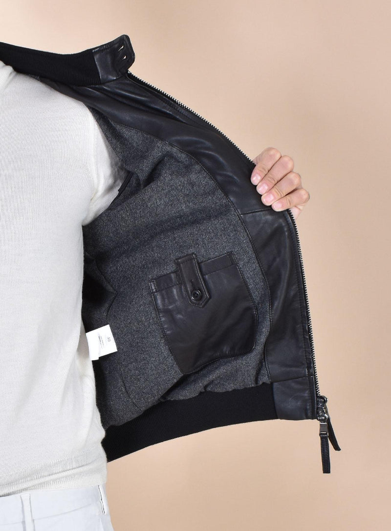 Giubbotto Bully pelle nera biker 565401 BULLY