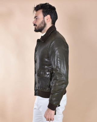 Giubbotto Jack Leathers bomber pelle Ottaviano verde OTTAVIANOF09 THE JACK LEATHERS