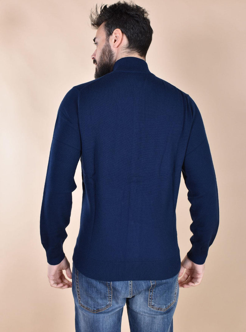 Cardigan Mc2 Saint Barth collo alto blu savile 003762 MC2 SAINT BARTH