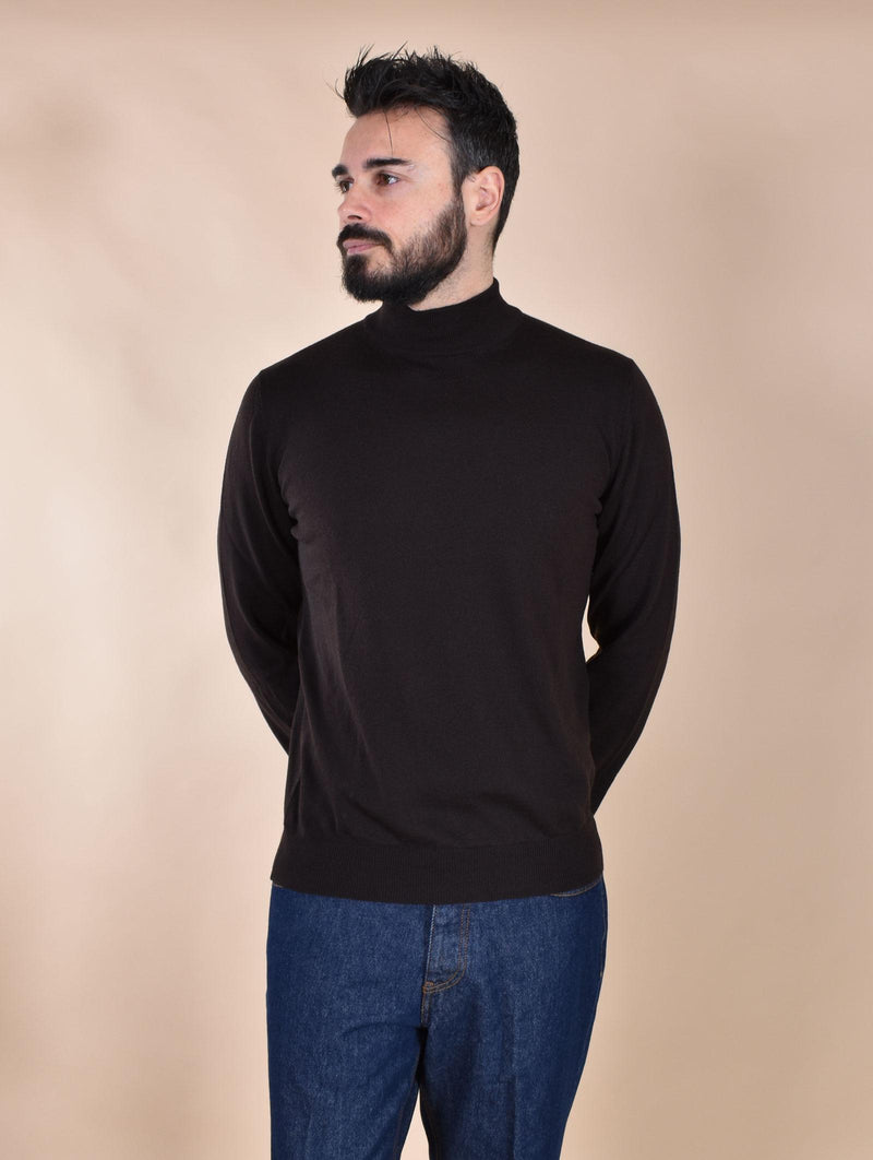 Maglia Gran Sasso lupetto marrone merinos extrafine 55155 14290195 GRAN SASSO