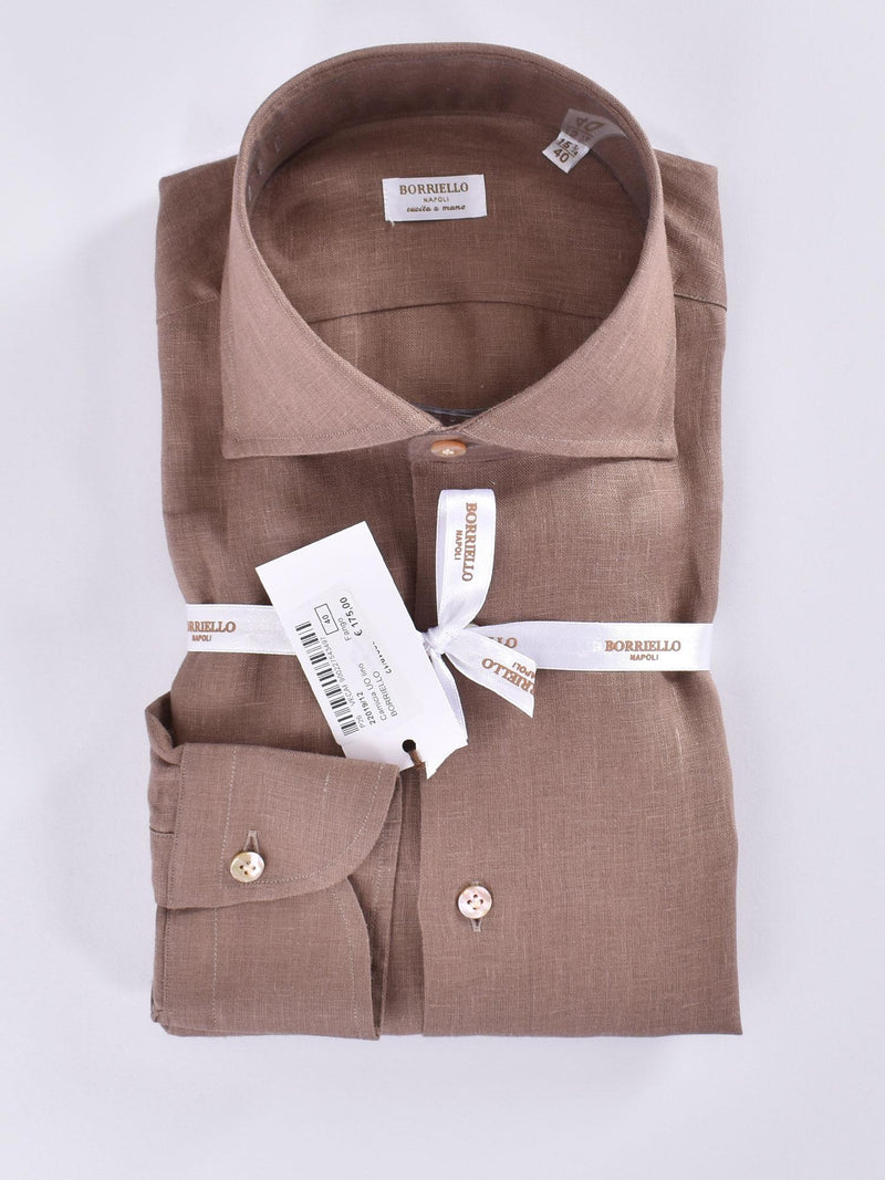Camicia Borriello lino fango 