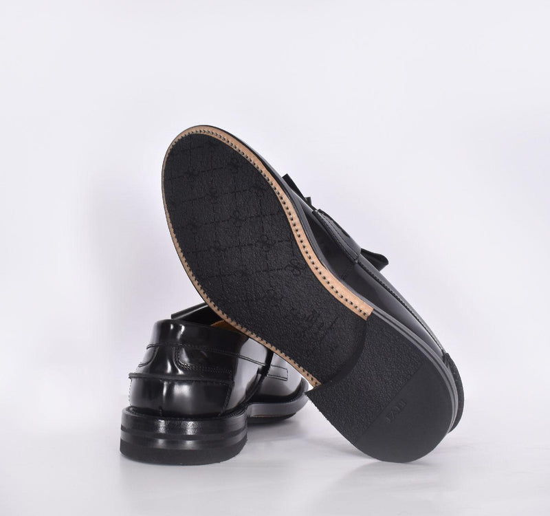 Scarpe Fabi mocassini artigianali pelle spazzolata nappine 