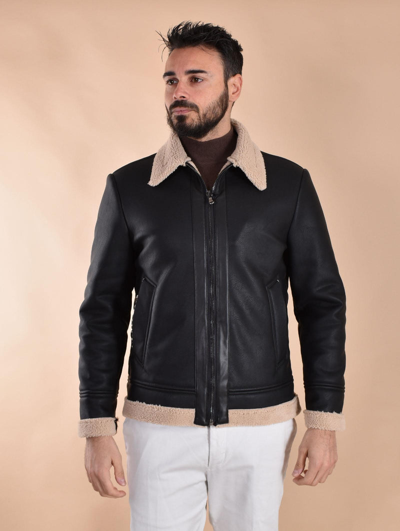 Giubbotto Officina 36 montone eco shearling nero 768801 OFFICINA 36