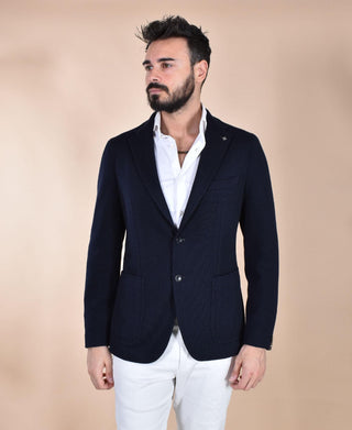 Giacca Tagliatore piquet maglina blu 1SMJ22K 1SMJ22K 340209B3459 TAGLIATORE