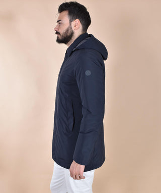 Spolverino People of Shibuya cappotto Takuya blu cappuccio PM773790 People of Shibuya