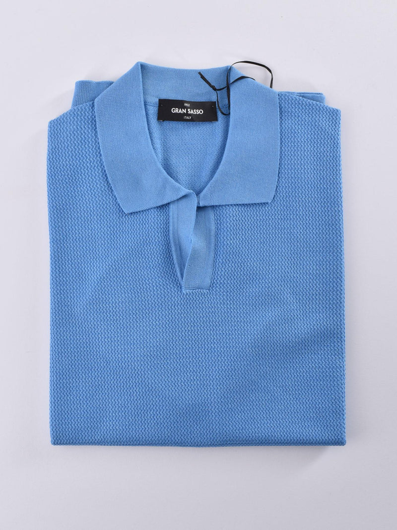 Polo Gran Sasso seta cotone blu 