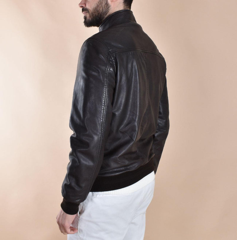 Giubbotto Bully pelle moro biker 565402 BULLY