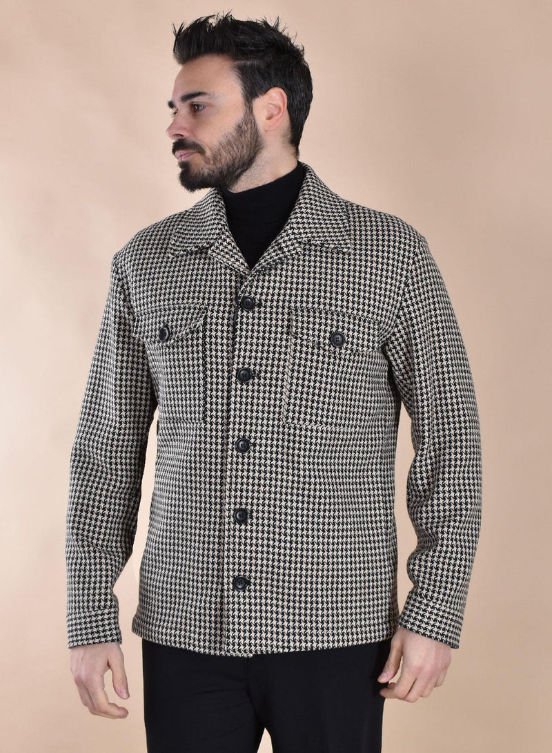 Giubbotto overshirt Daniele Alessandrini pied de poule J10401 DANIELE ALESSANDRINI