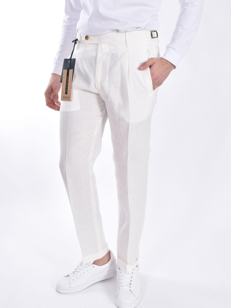 Pantalone Berwich lino bianco 