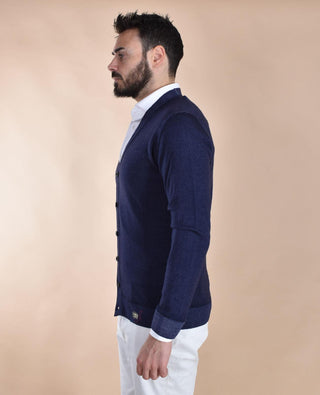 Cardigan BoB Mendoza blu ricami MENDOZA01 BOB