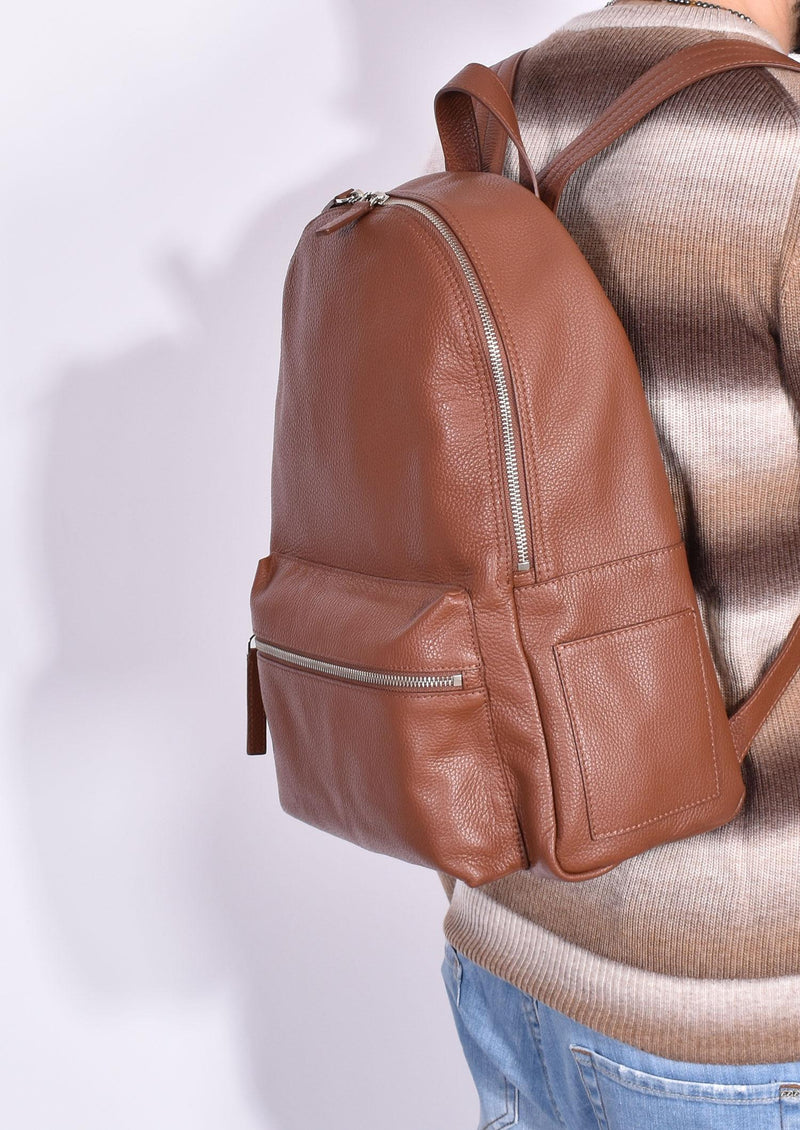 Borsa zaino Orciani micron deep pelle marrone sigaro 