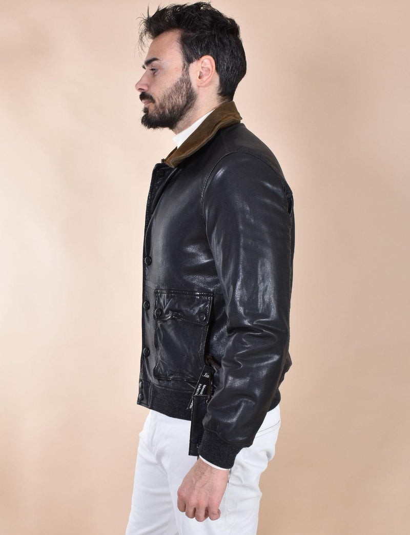 Giubbotto Jack Leathers bomber pelle Ottaviano nero OTTAVIANO20 THE JACK LEATHERS