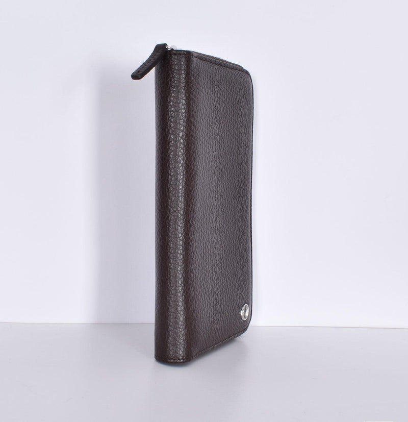 Portafoglio alto Orciani zip around pelle micron ebano 