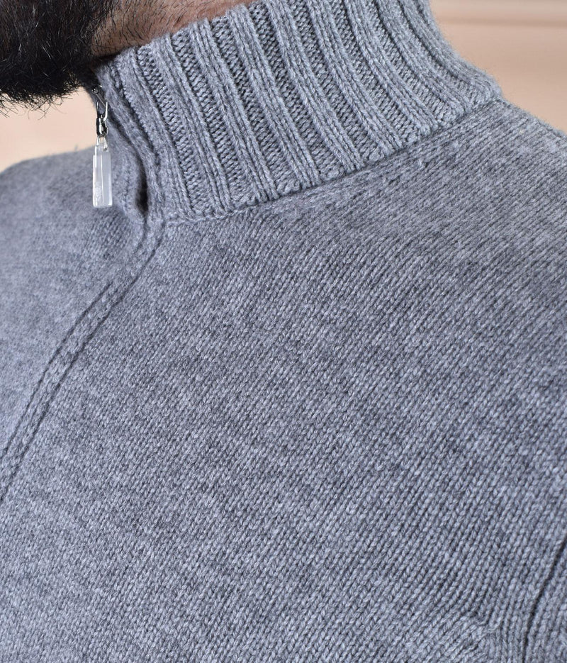 Maglia Della Ciana collo alto zip misto cashmere grigio 1859601 Della Ciana