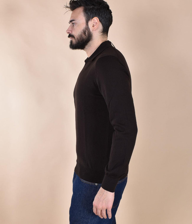 Polo Gran Sasso Athleisure marrone senza bottoni scollo V 57189 14813195 GRAN SASSO