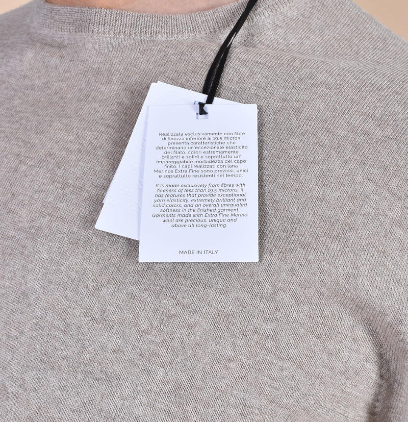 Maglia Gran Sasso extrafine merinos beige girocollo sottile 57167 14499018 GRAN SASSO