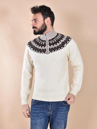 Maglia MC2 Saint Barth collo alto zip nordic bianca 004221016 MC2 SAINT BARTH