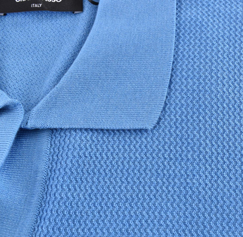 Polo Gran Sasso seta cotone blu 