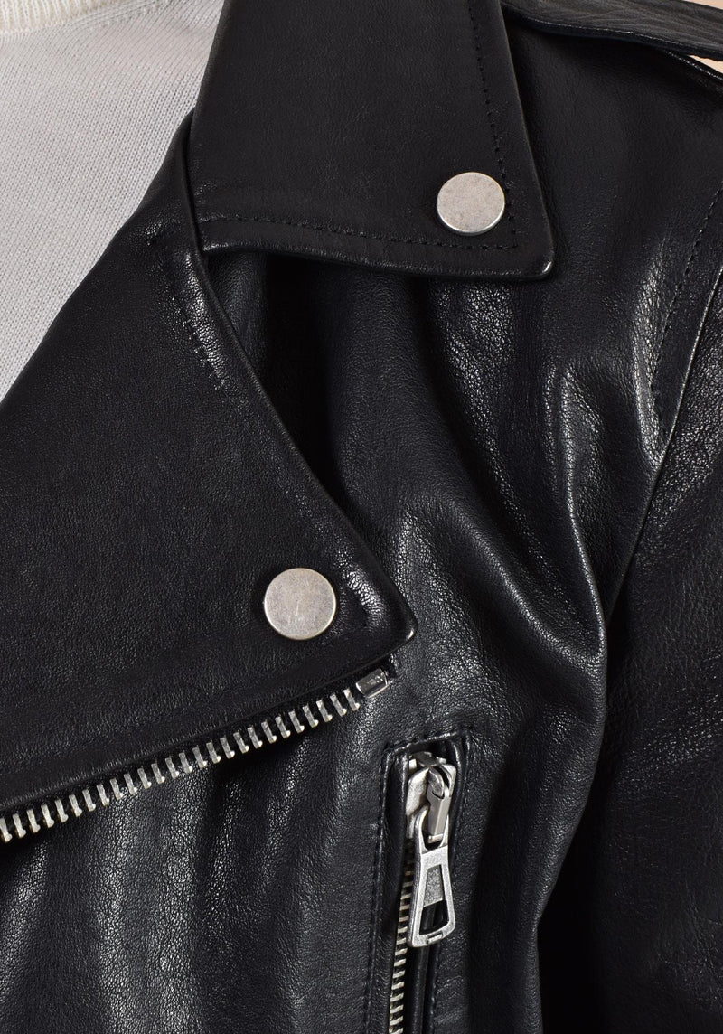 Giubbotto Arc chiodo lavato pelle nero KIODO1 ARC